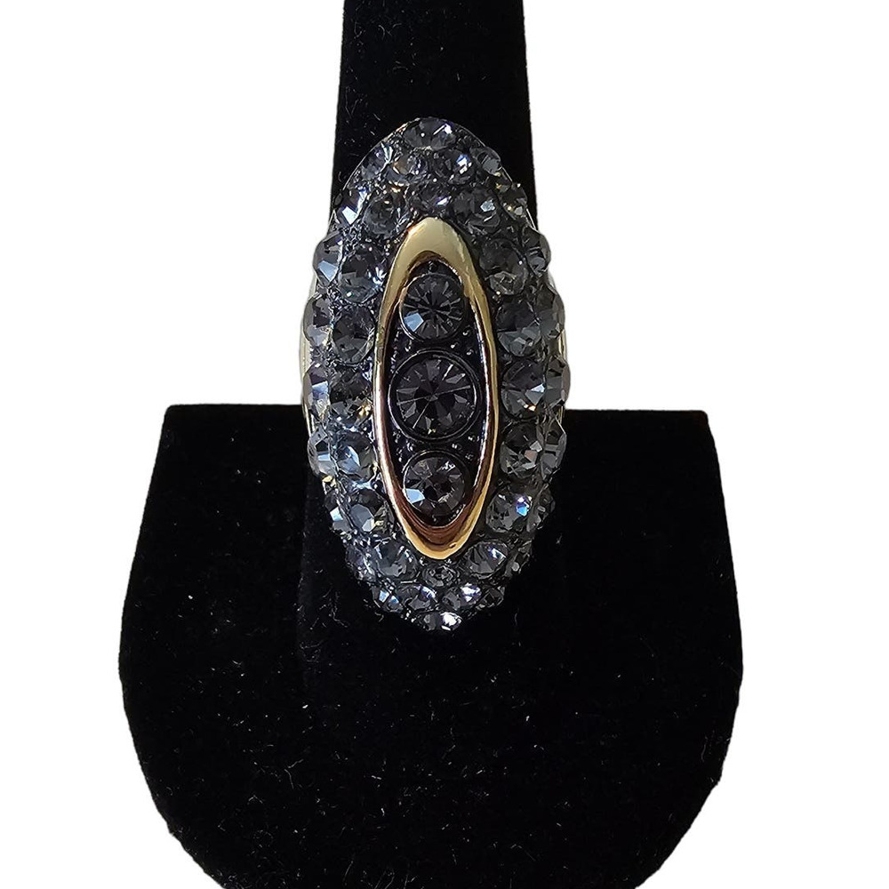 Akkad Smoky Crystal & Gold Cocktail Ring